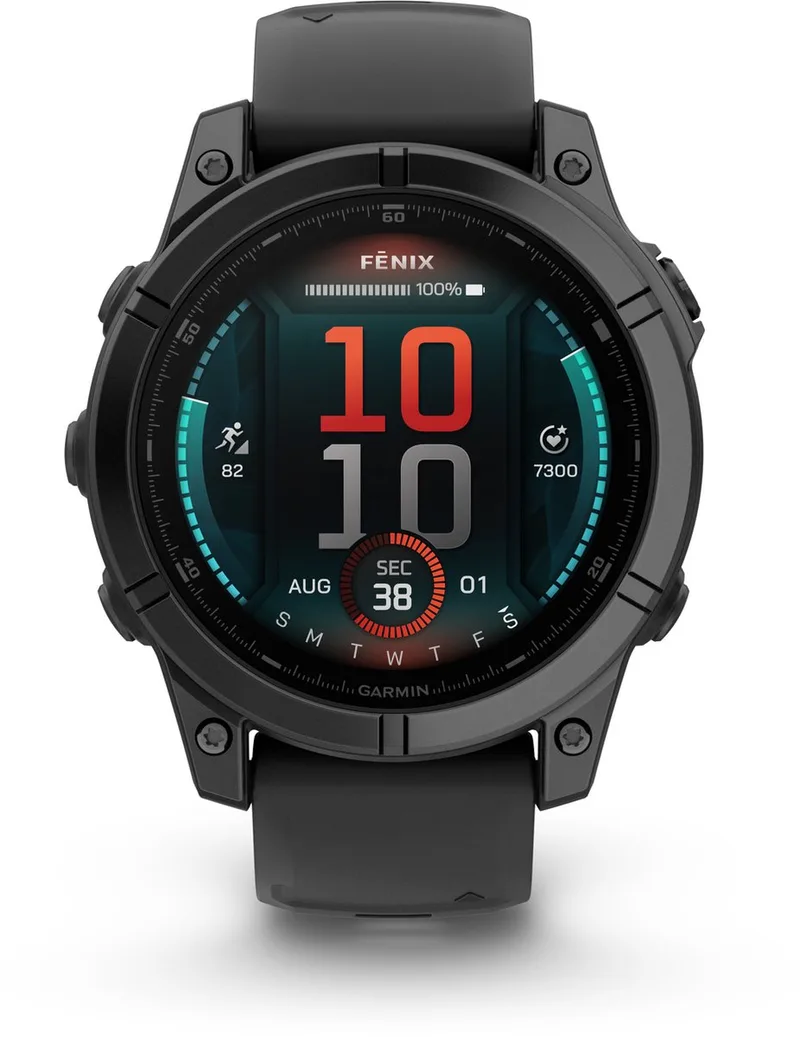fēnix E - 47mm - AMOLED Multisport Smartwatch - Sportspecifieke workouts - 100+ sport-apps - 10ATM Waterdicht - tot 16 dagen batterij - Donkergrijs/zwart by Garmin in Dark grey – product photo