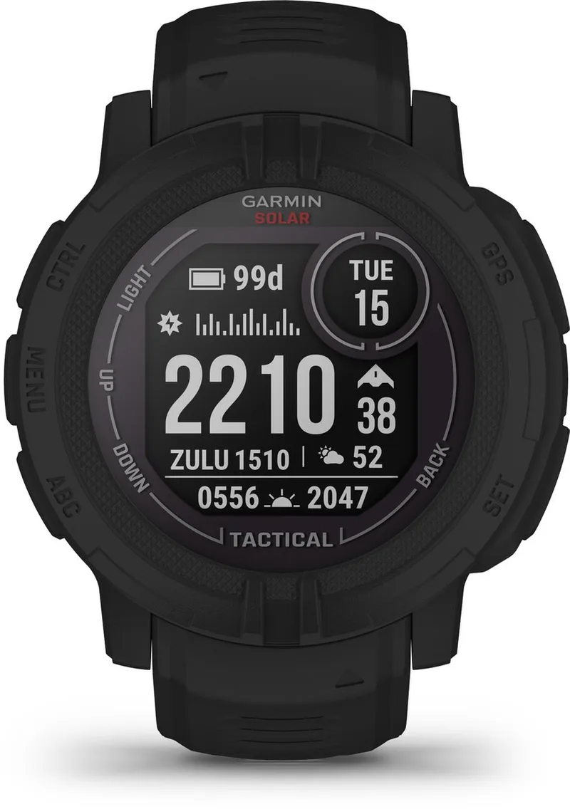 Instinct 2 Solar - Sporthorloge met GPS - Smartwatch voor heren - Zon Oplaadbaar - 45mm - Tactical Edition Zwart fra Garmin i Tactical Zwart – produktbillede