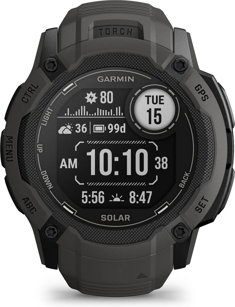 Instinct 2X Solar - Smartwatch - Oneindige batterijduur met Solar - Ingebouwde zaklamp - Multi-band GNSS van Garmin in Graphite – productfoto