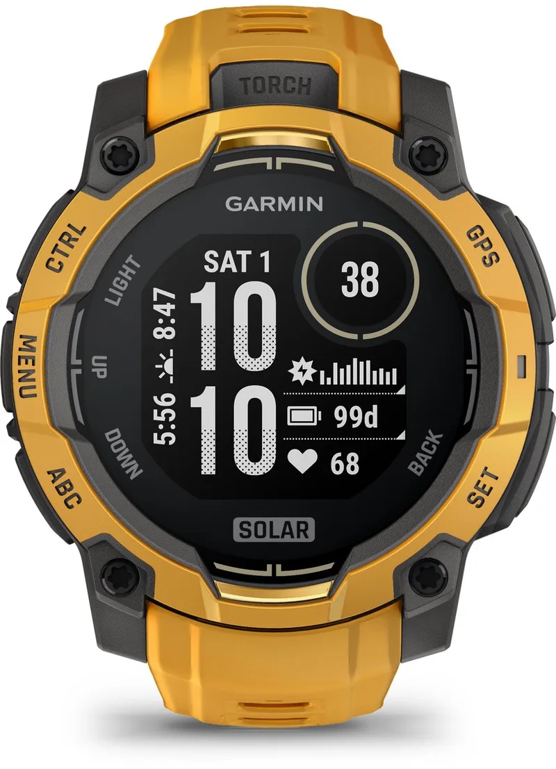Instinct® 3 Solar – GPS Smartwatch – 45 mm – Zonne-energie – Sunburst/Geel – Limited Edition by Garmin in Yellow – product photo