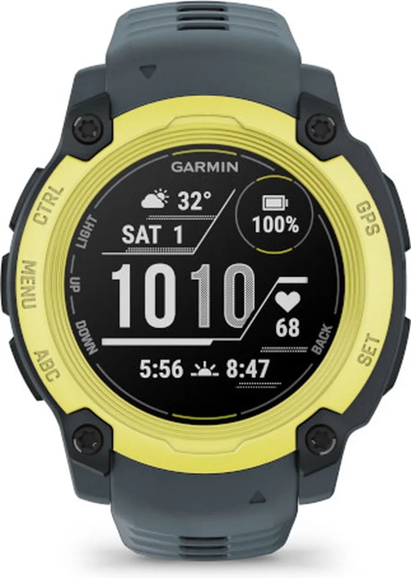 Instinct E - Smartwatch - 40 mm - Geel en Zwart von Garmin in Electric Lime Bezel & Twilight – Produktfoto