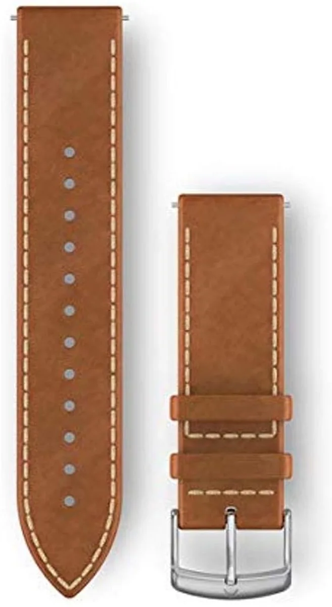 Quick Release Horlogebandje - Italiaans Leer - 20mm Polsbandje - Wearablebandje - Reliëf by Garmin in Lichtbruin – product photo
