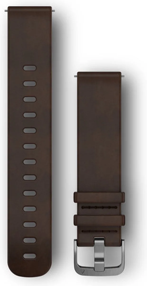 Quick Release Leren Horlogebandje - 20mm Polsbandje - Wearablebandje van Garmin in Donkerbruin – productfoto