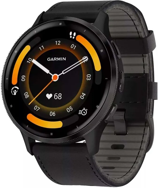 Venu 3 - Smartwatch - 40 mm - Leigrijs/Zwart - Leren Bandje von Garmin – Produktfoto