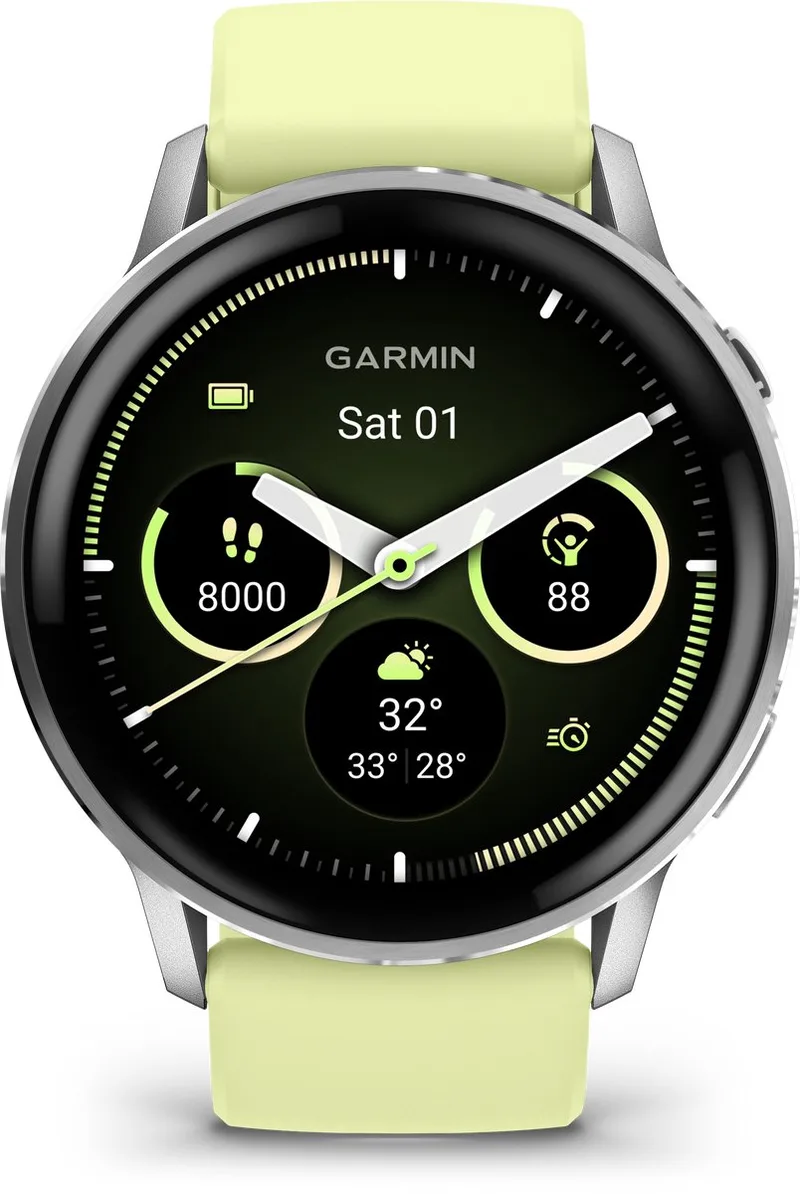 Venu 4 - Multisport smartwach - 45 mm - AMOLED - Zilverkleurig/citroen de Garmin en Argent, Citroen – photo produit