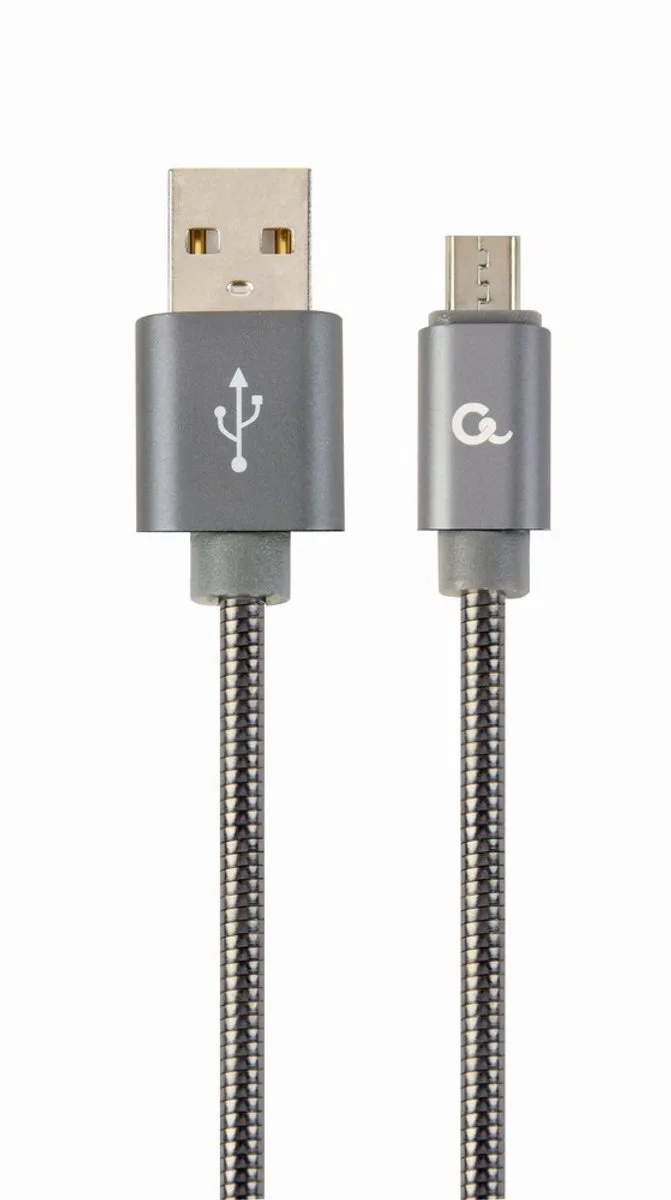 Premium micro-USB laad- & datakabel 'metaal', 2 m, metallic-grijs de Gembird en Gris – photo produit
