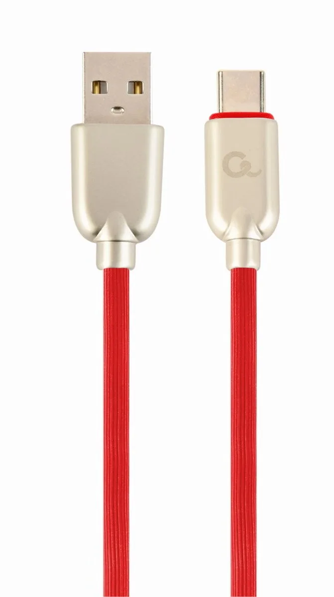 Premium USB Type-C laad- & datakabel 'rubber', 2 m van Gembird in Rood – productfoto