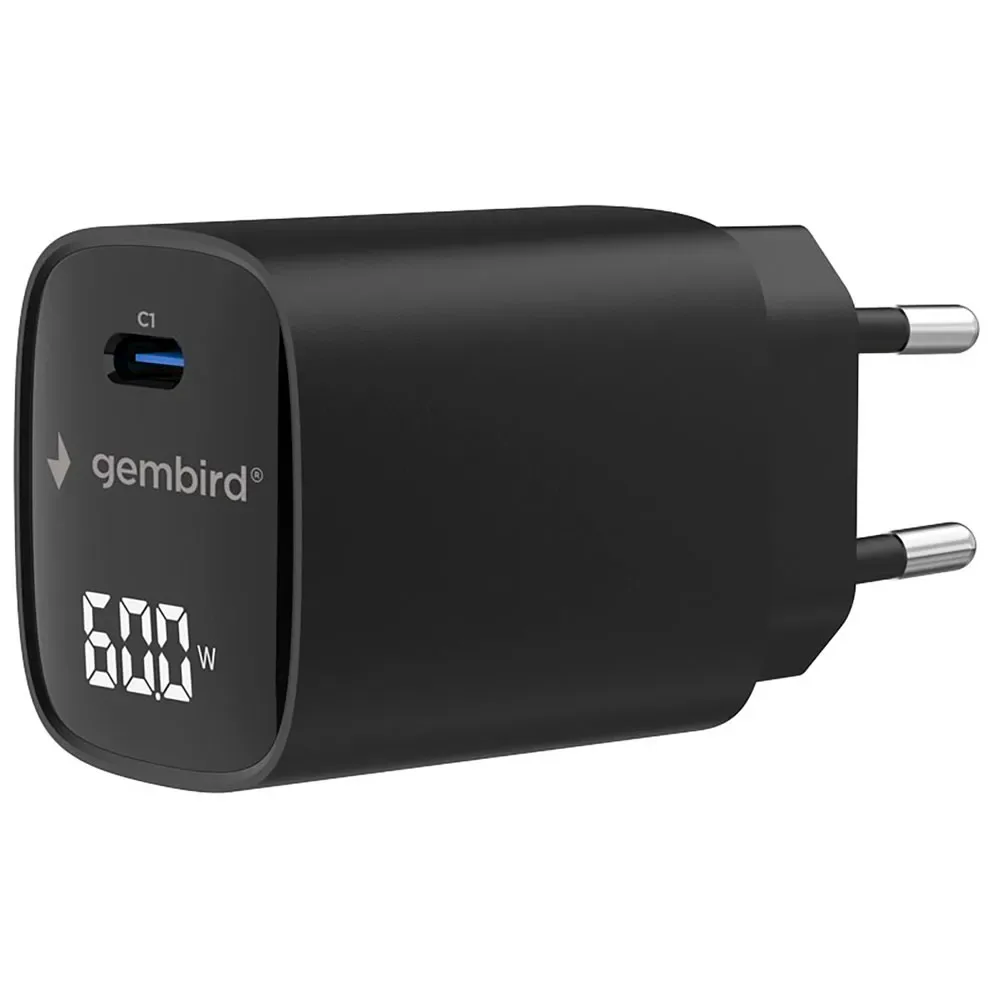 Ta-uc-1c-pd60lcd-01-bk Usb-c-wandlader by Gembird – product photo