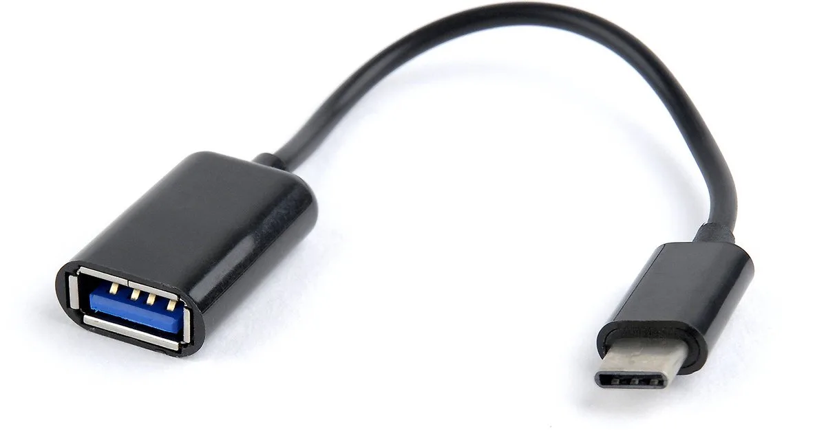 USB 2.0 naar USB-C adapter kabel (CM/AF) 0.20 meter fra Gembird i Sort – produktbillede