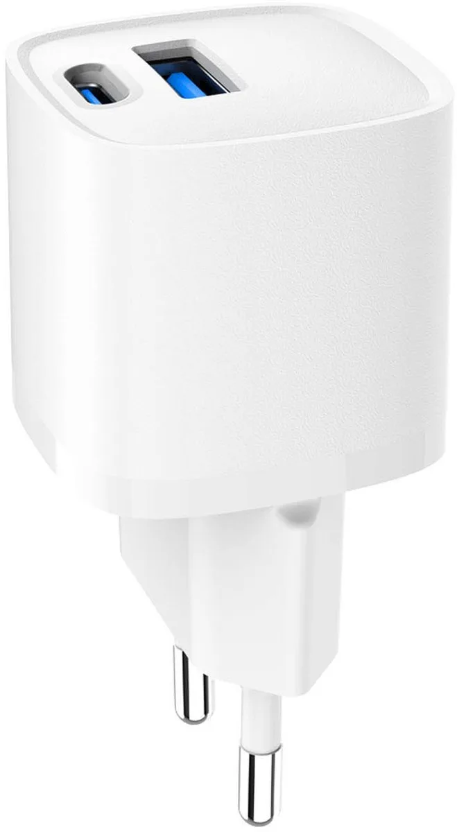 USB Snellader 20W - 2 Poorten - USB-C en USB-A - Zonder LED Display - Wit fra Gembird i Hvid – produktbillede