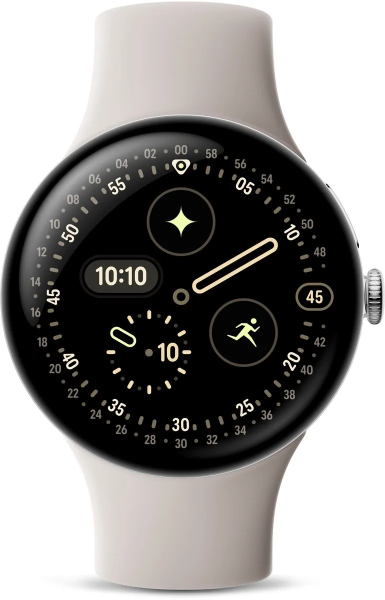 Watch 4 - Smartwatch - 45mm - WiFi - Zilverkleurig/Porcelain de Google en Argent, Porselein – photo produit