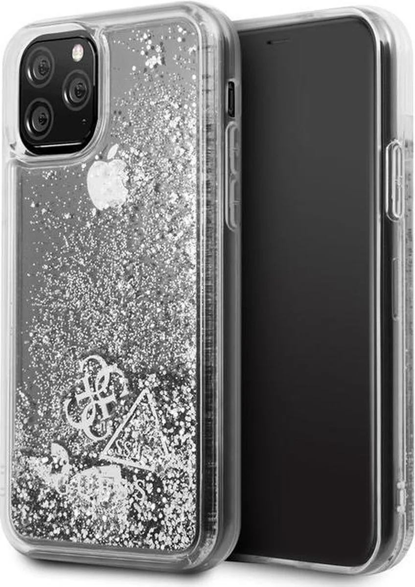Apple iPhone 11 Pro Guess Backcover Glitter Hearts de Guess en Argent – photo produit