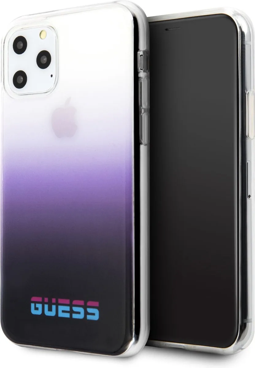 Apple iPhone 11 Pro TPU Kunstleer Telefoonhoesje met Paarse Back Cover - Bescherming & Stijl de Guess en Violet – photo produit
