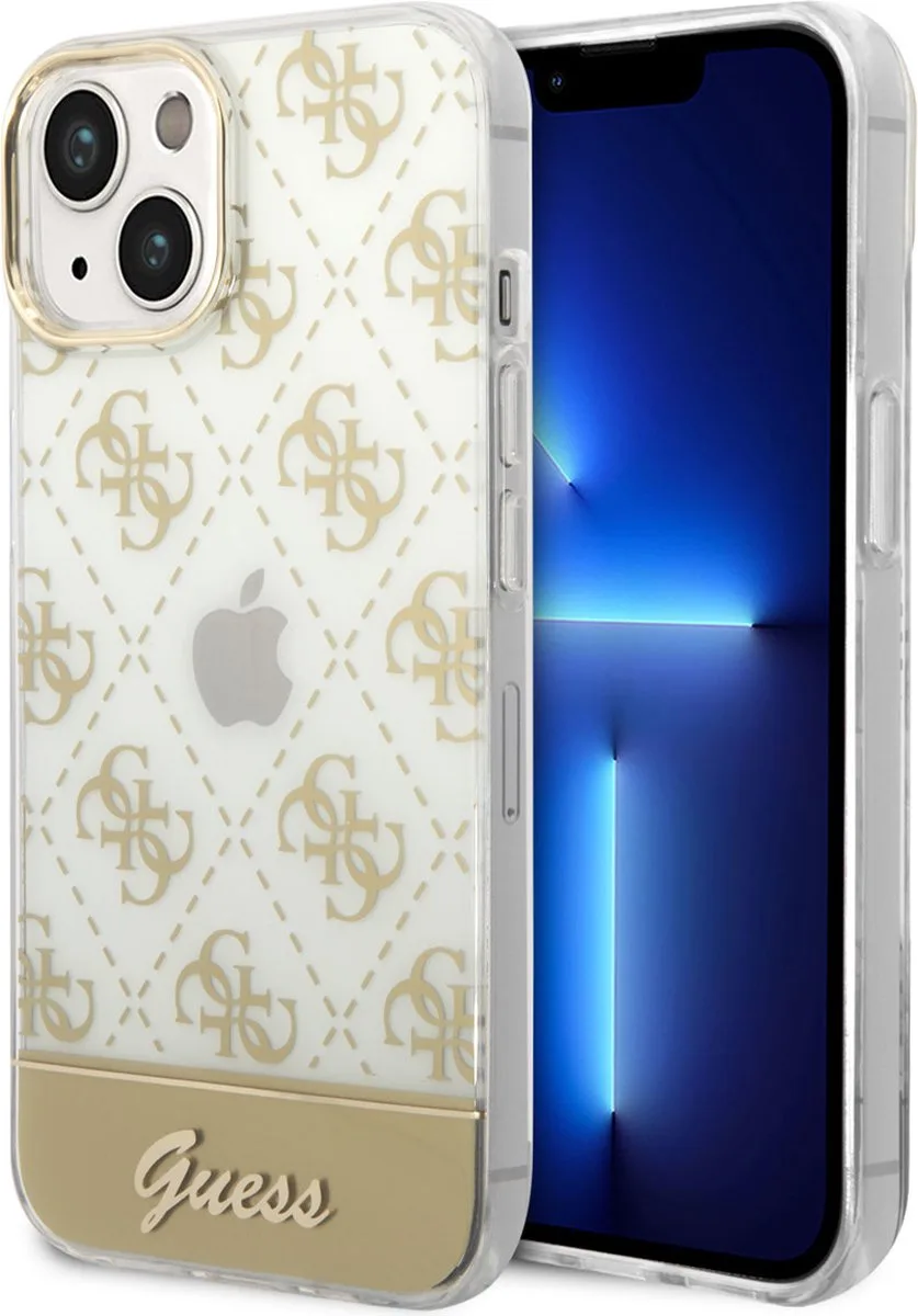 Apple iPhone 14 Gouden TPU Back Cover Telefoonhoesje - Bescherming & Stijl de Guess en Or, Jaune – photo produit