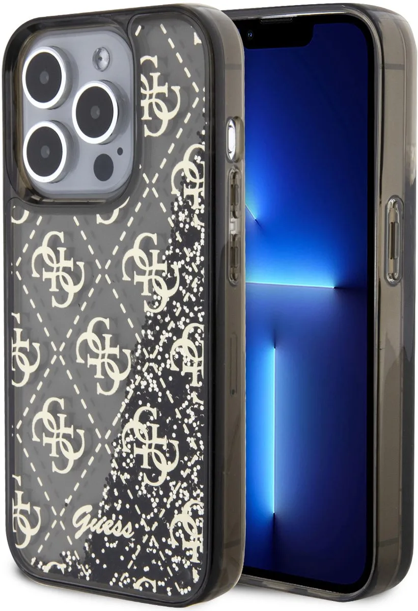 Back Cover - Apple iPhone 15 Pro - Liquid Glitter - Schokabsorberend TPU van Guess in Zwart – productfoto