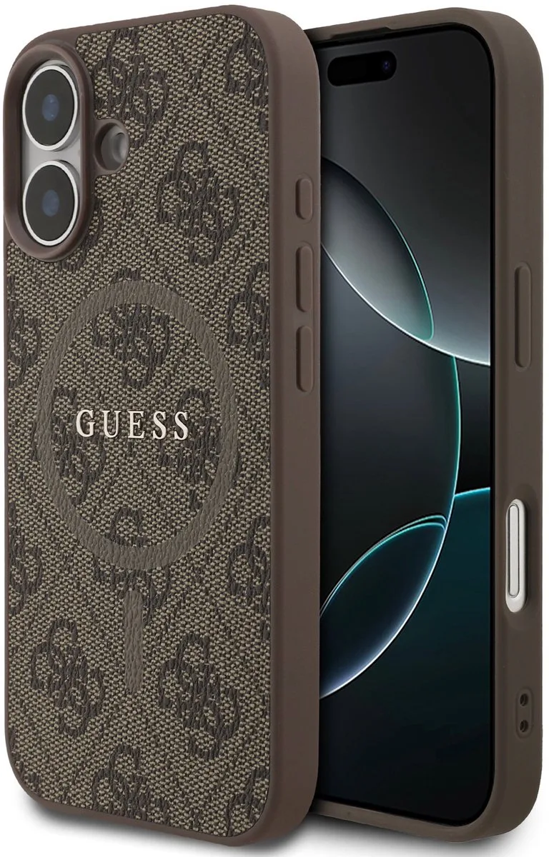 Back Cover Case - iPhone 17 - MagSafe-compatibel - Slank design met monogram von Guess in Braun – Produktfoto