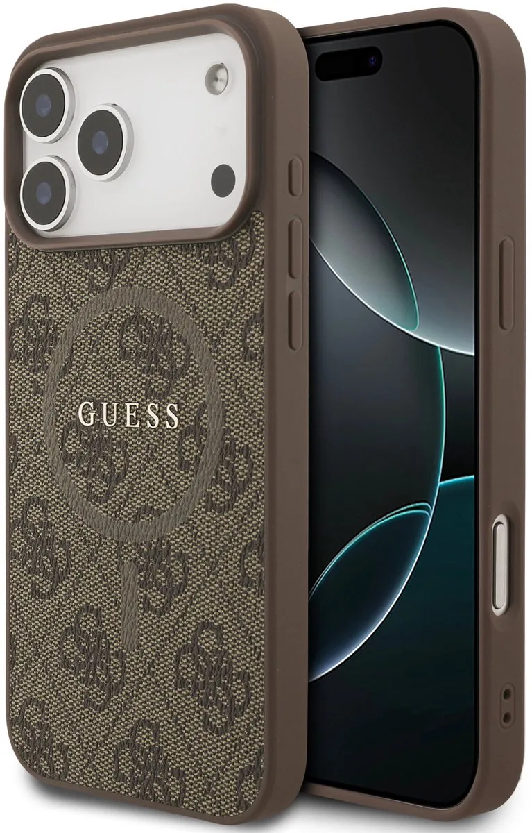 Back Cover Case - iPhone 17 Pro Max - MagSafe PU Leather - 4G Classic Logo de Guess en Marron – photo produit