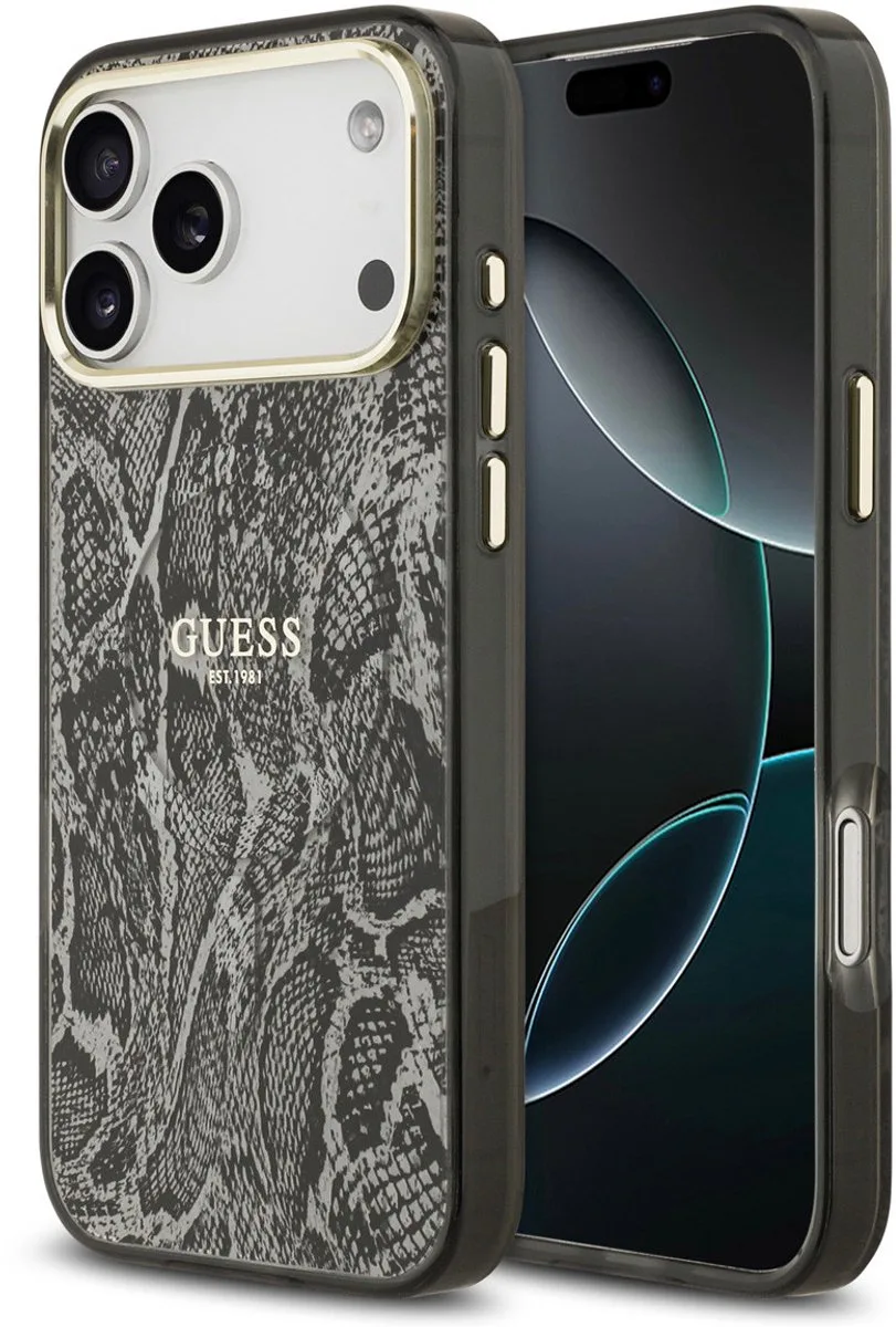 Back Cover Case - iPhone 17 Pro Max - Slangenprint - Kras- en stootbescherming de Guess en Noir – photo produit
