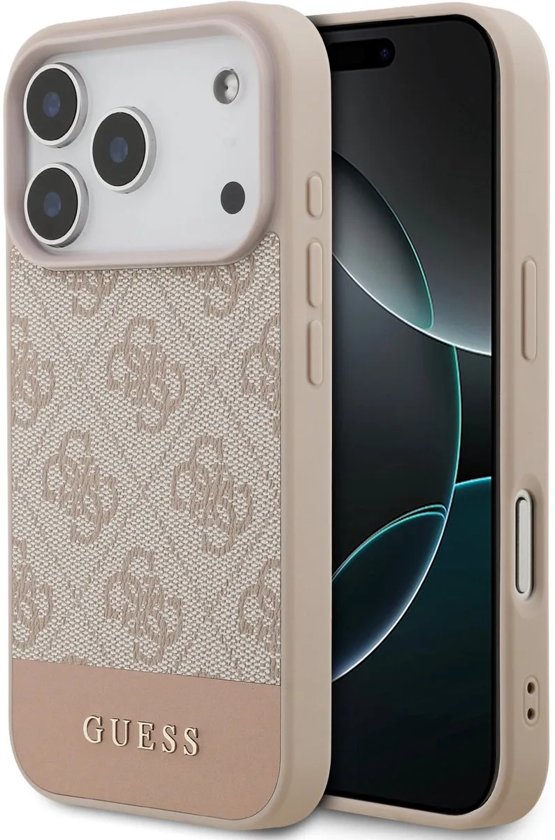 Back Cover hoesje - Geschikt voor iPhone 17 Pro - TPU-randen - Valbescherming von Guess in Rosa – Produktfoto