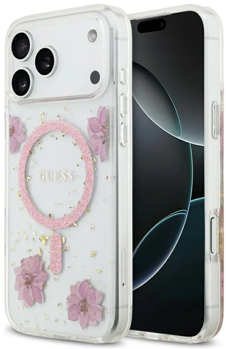 Back Cover hoesje - iPhone 17 Pro - Schokabsorberend - MagSafe-compatibel de Guess en Rose – photo produit