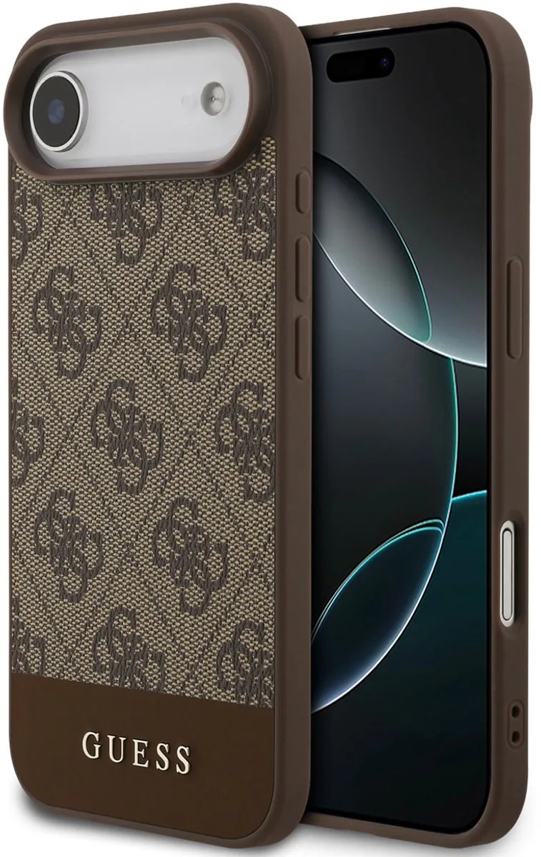 Back Cover hoesje voor iPhone 17 Air - Bruin - Luxe Monogram Design - Valbescherming - Gripvast de Guess en Marron – photo produit