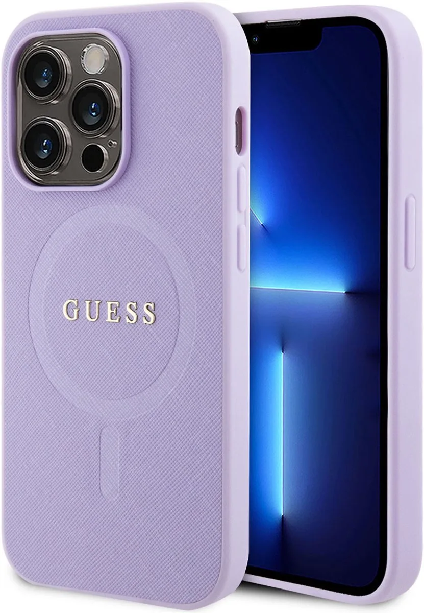 Back cover - iPhone 14 Pro - MagSafe-compatibel - Slanke pasvorm de Guess en Violet – photo produit