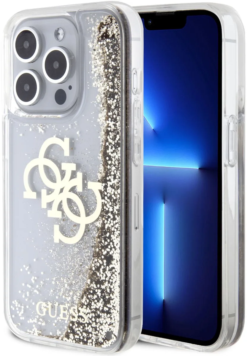 Back Cover - iPhone 15 Pro - Shimmerende Glitter - Schokabsorberend de Guess en Or – photo produit