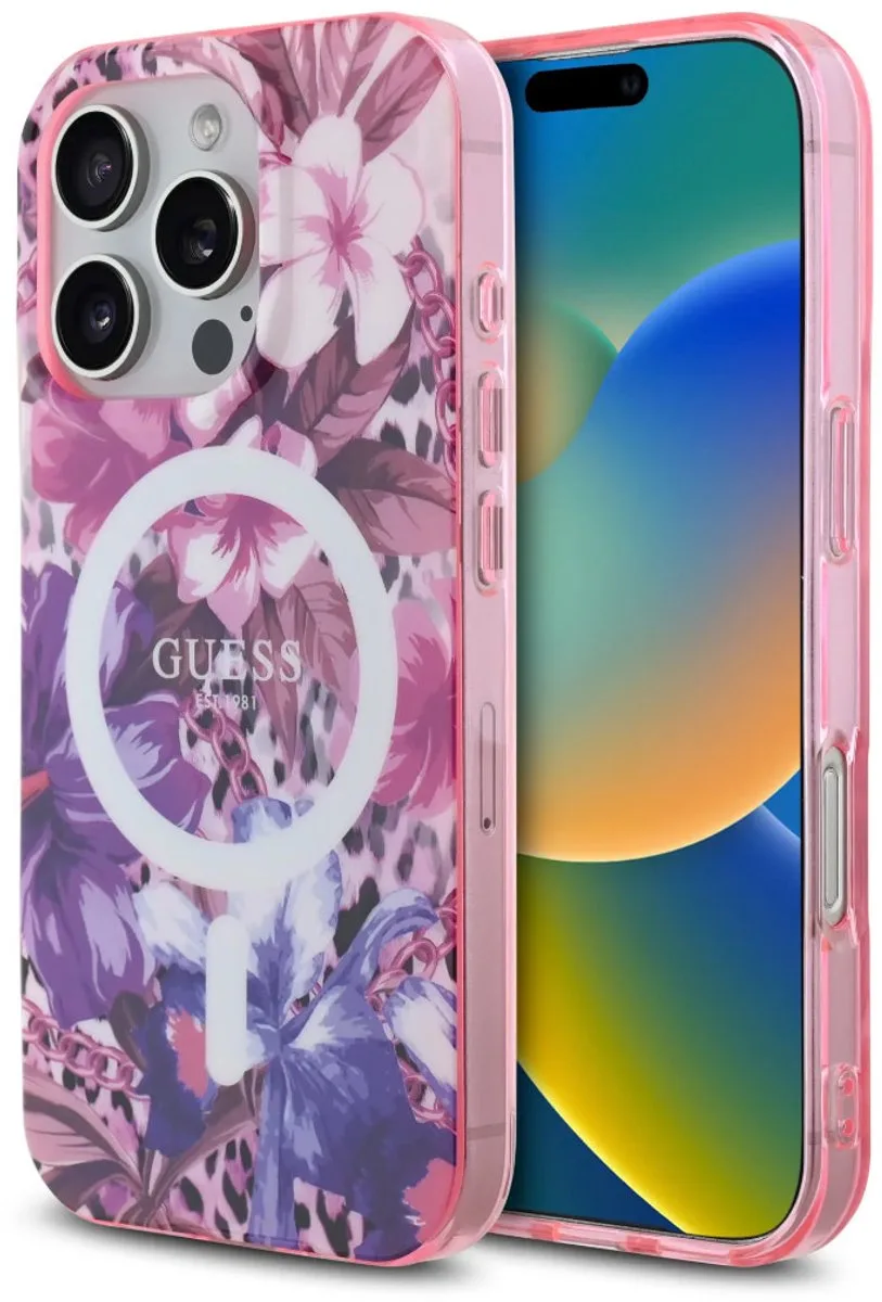 Back cover - iPhone 16 Pro - MagSafe IML - Slank & Schokabsorberend de Guess en Violet – photo produit