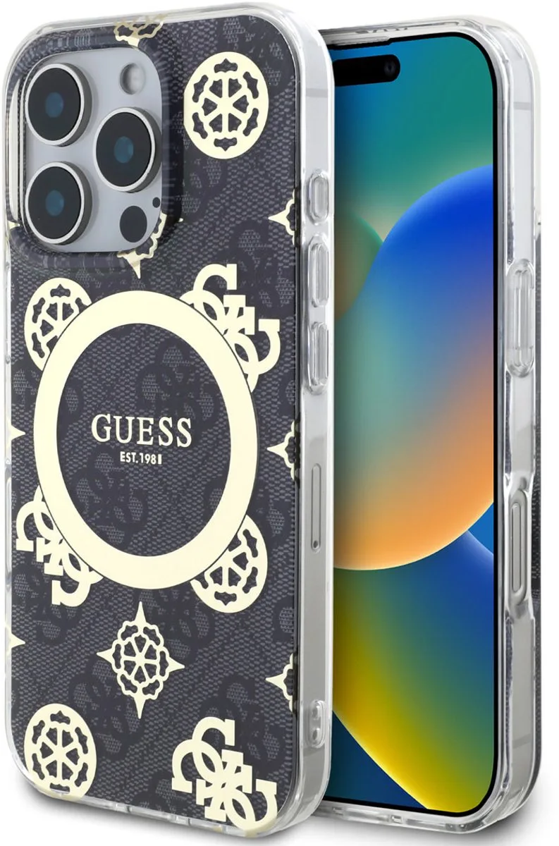 Back Cover - iPhone 16 Pro Max - Magsafe IML - Slank en Schokabsorberend de Guess en Noir – photo produit