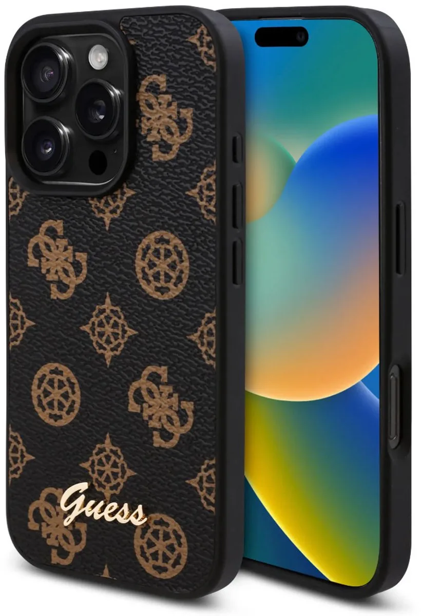 Back cover iPhone 16 Pro - PU Leather - Goudlogo de Guess en Noir – photo produit