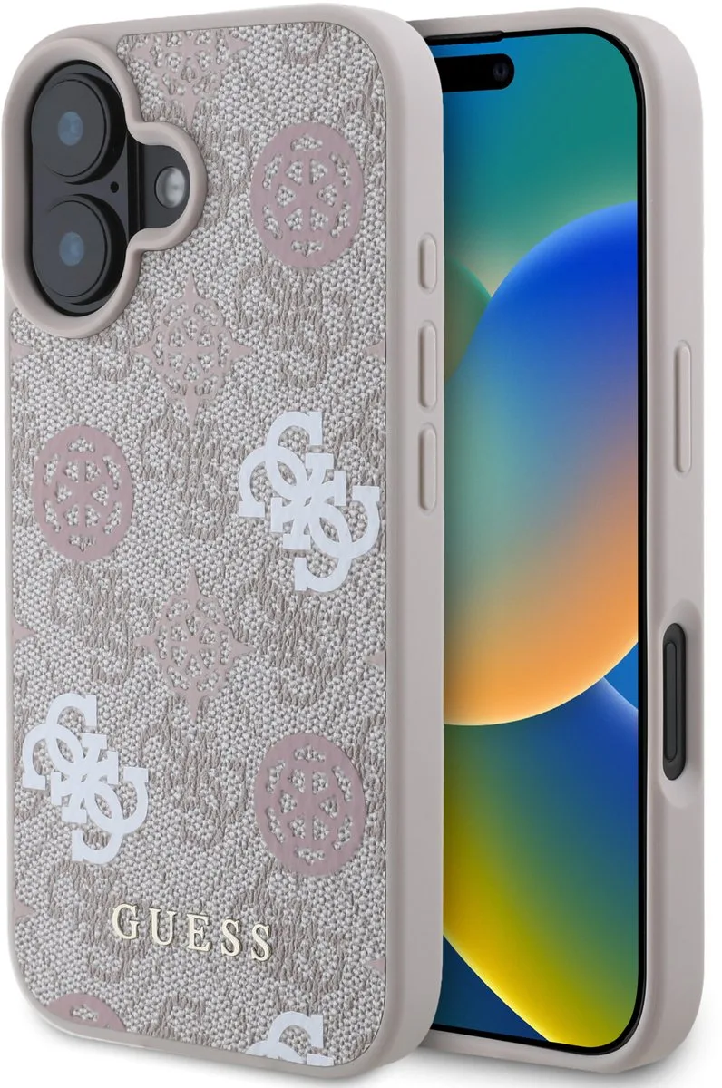 Back cover - iPhone 16 - Schockbestendig - Draadloos laden fra Guess i Lyserød – produktbillede