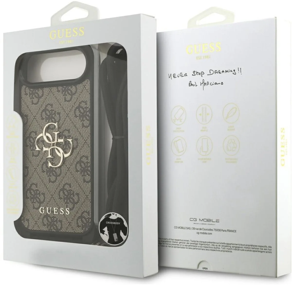 Back Cover - iPhone 17 Air - Crossbody Koord - Goudaccenten von Guess in Braun – Produktfoto