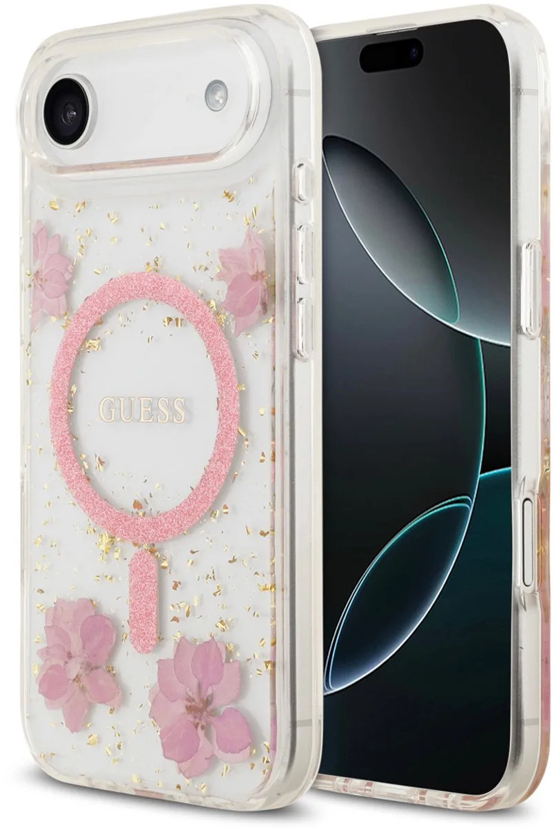 Back Cover - iPhone 17 Air - Magsafe - Schokabsorberend TPU met bloemen de Guess en Rose – photo produit