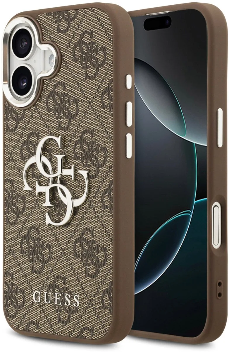 Back Cover - iPhone 17 - Big Metal Logo - Slank Design von Guess in Braun – Produktfoto