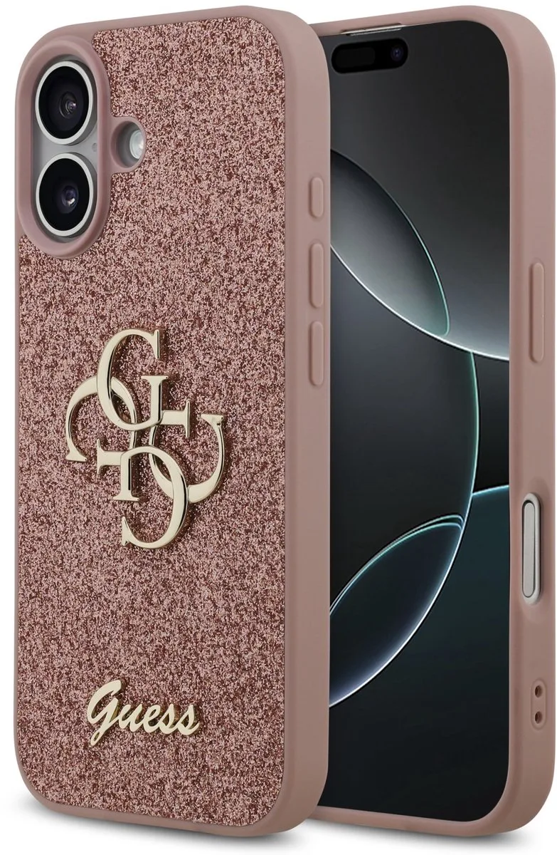 Back Cover - iPhone 17 - Glitternachterkant - Siliconen bumper van Guess in Roze – productfoto