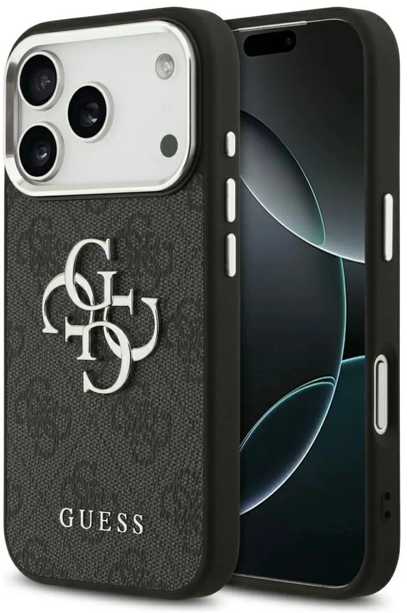 Back Cover - iPhone 17 Pro Max - Slank bumperdesign - Big Metal Logo van Guess in Zwart – productfoto