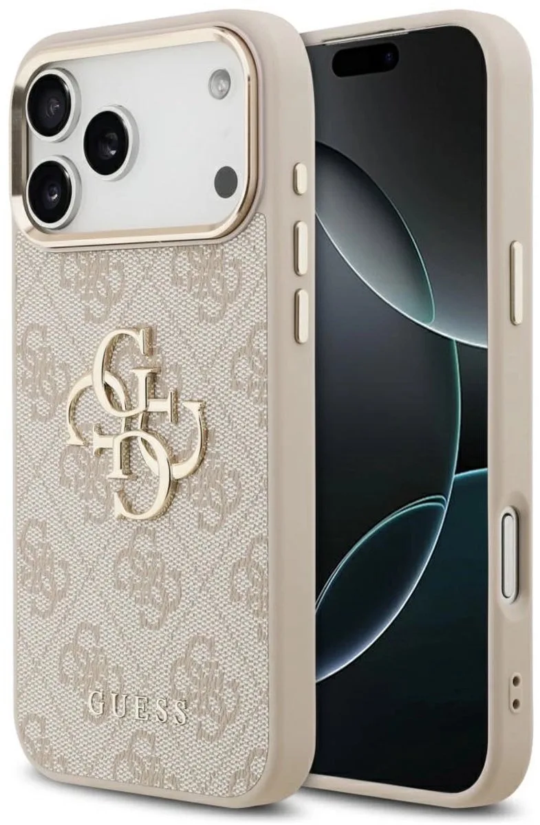 Back Cover - iPhone 17 Pro Max - Slanke pasvorm - Goudlogo van Guess in Roze – productfoto