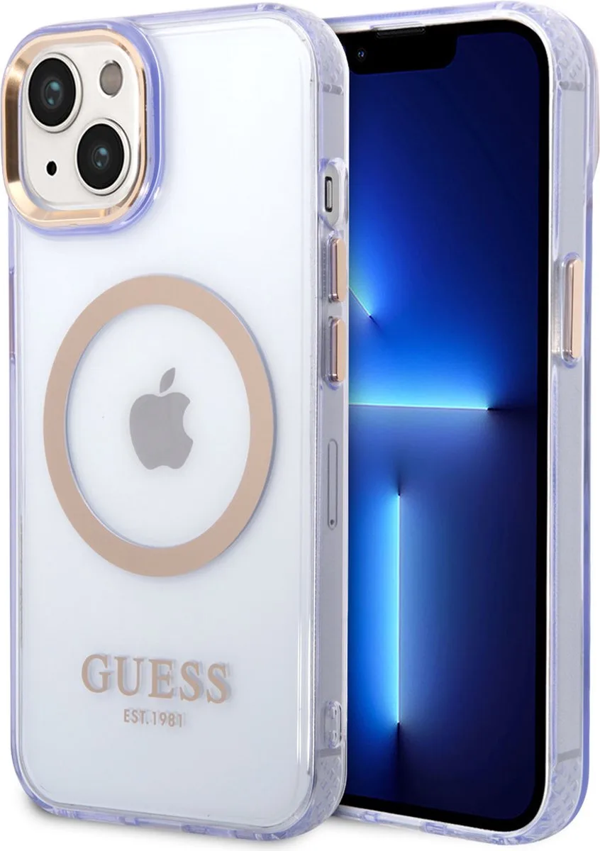 Back Cover Magsafe Telefoonhoesje voor Apple iPhone 14 - TPU Bescherming van Telefoon von Guess in Lila – Produktfoto