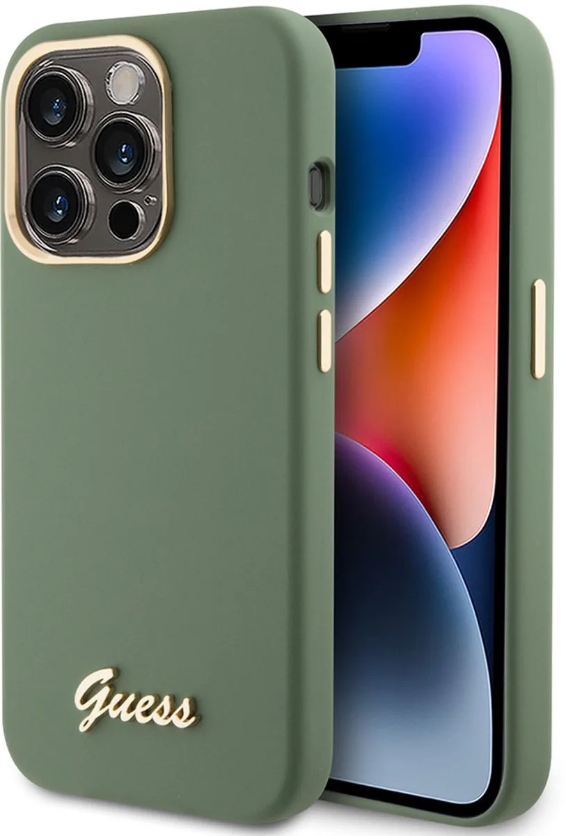 Back Cover voor Apple iPhone 15 Pro - Schokabsorberend - Verhoogde Randen fra Guess i Kaki – produktbillede
