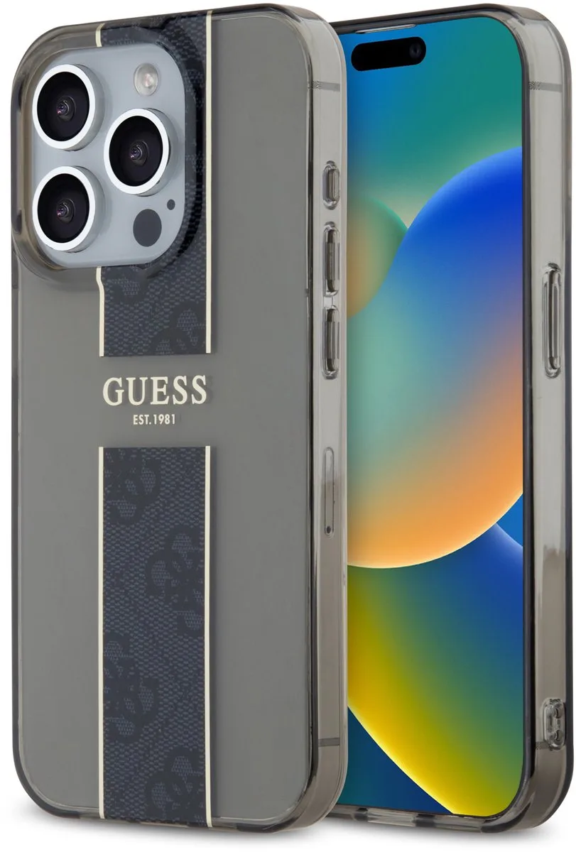 Back Cover voor iPhone 15 Pro - Slank ontwerp - Kras- en valbescherming van Guess in Zwart – productfoto