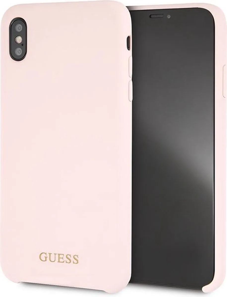 Backcover hoesje - Soft Touch - iPhone Xs Max - Siliconen rand de Guess en Rose – photo produit
