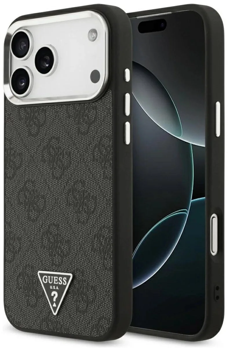 Backcover hoesje voor Apple iPhone 17 Pro Max - HC Magsafe 4G PU With Triangle Logo SL de Guess en Noir – photo produit