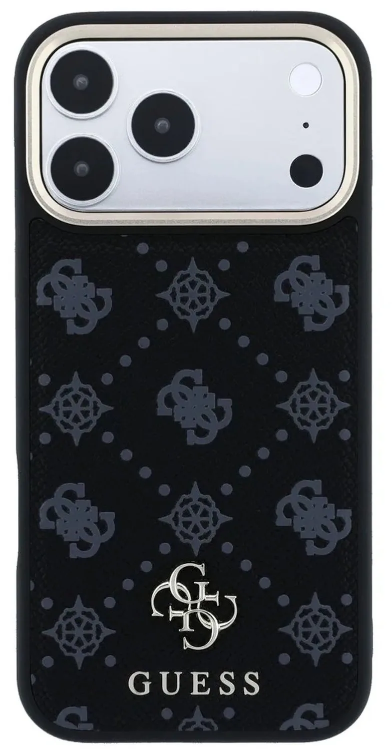 Backcover hoesje voor Apple iPhone 18 Pro Max - Magsafe Peony HS 4G Small Logo van Guess in Zwart – productfoto