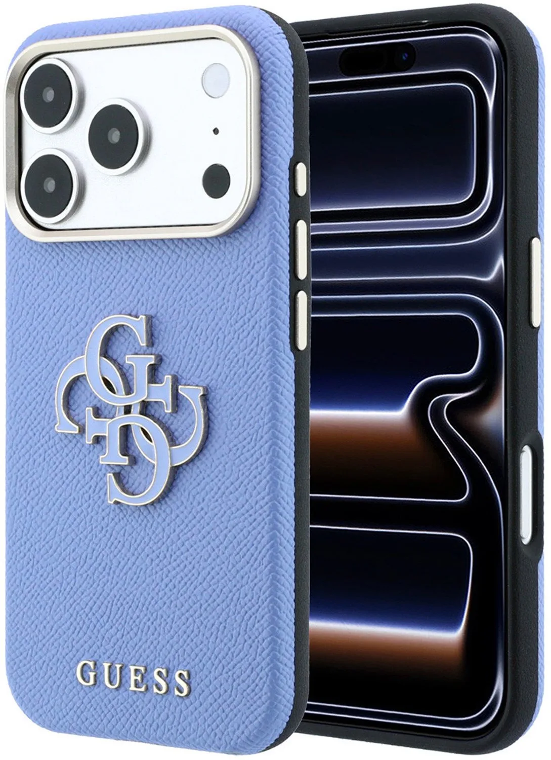 Backcover hoesje voor iPhone 18 Pro Max en iPhone 17 Pro Max - harde behuizing de Guess en Bleu clair – photo produit
