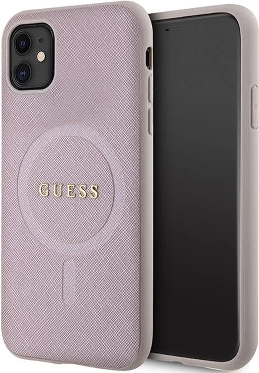 Bescherming Guess GUHMN61PSAHMCP iPhone 11 / Xr 6.1" pink hardcase Saffiano MagSafe van Guess in Roze – productfoto