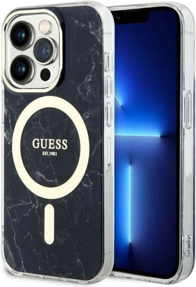 Bescherming Guess iPhone 14 Pro Max 6.7" hardcase Marble MagSafe von Guess in Schwarz – Produktfoto