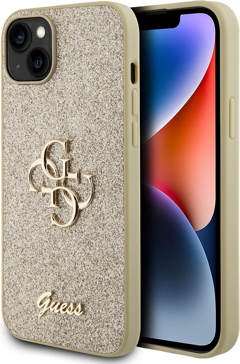 Big 4G Logo Glitter Back Case - Geschikt voor Apple iPhone 15 Plus (6.7") van Guess in Goud – productfoto