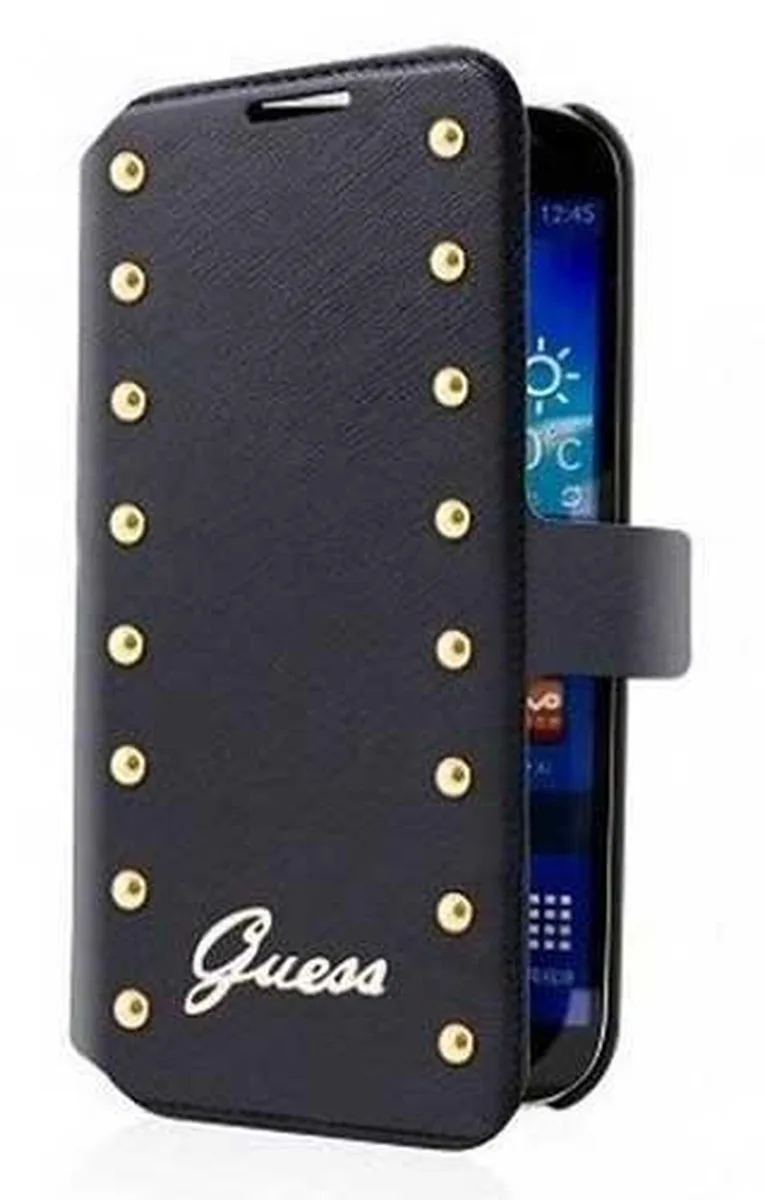 Book Case - Gold studs - Galaxy S4 - Met Pashouder von Guess in Schwarz – Produktfoto
