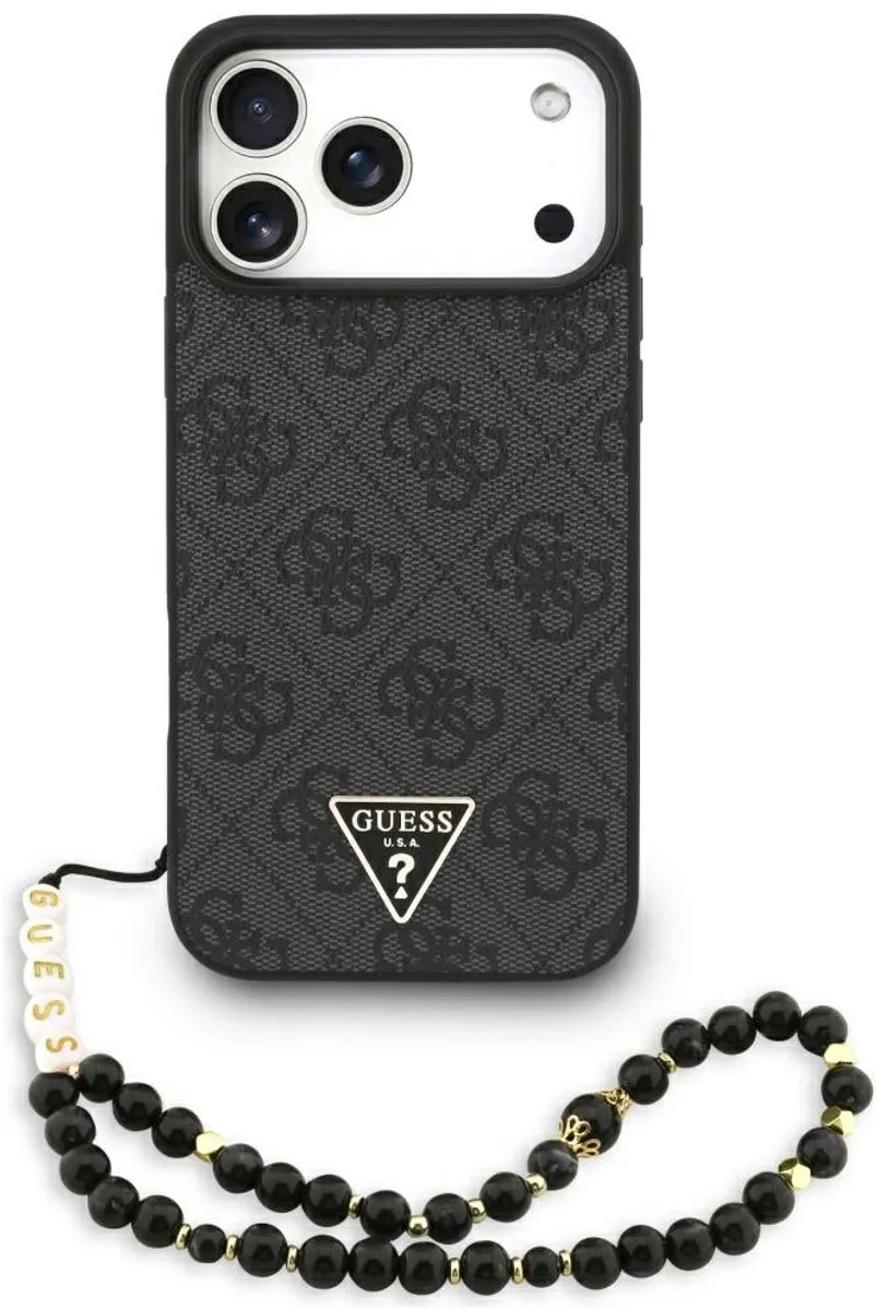 Case 4G Band Driehoek Logo Magsafe Voor Iphone 17 Pro Max fra Guess i Sort – produktbillede