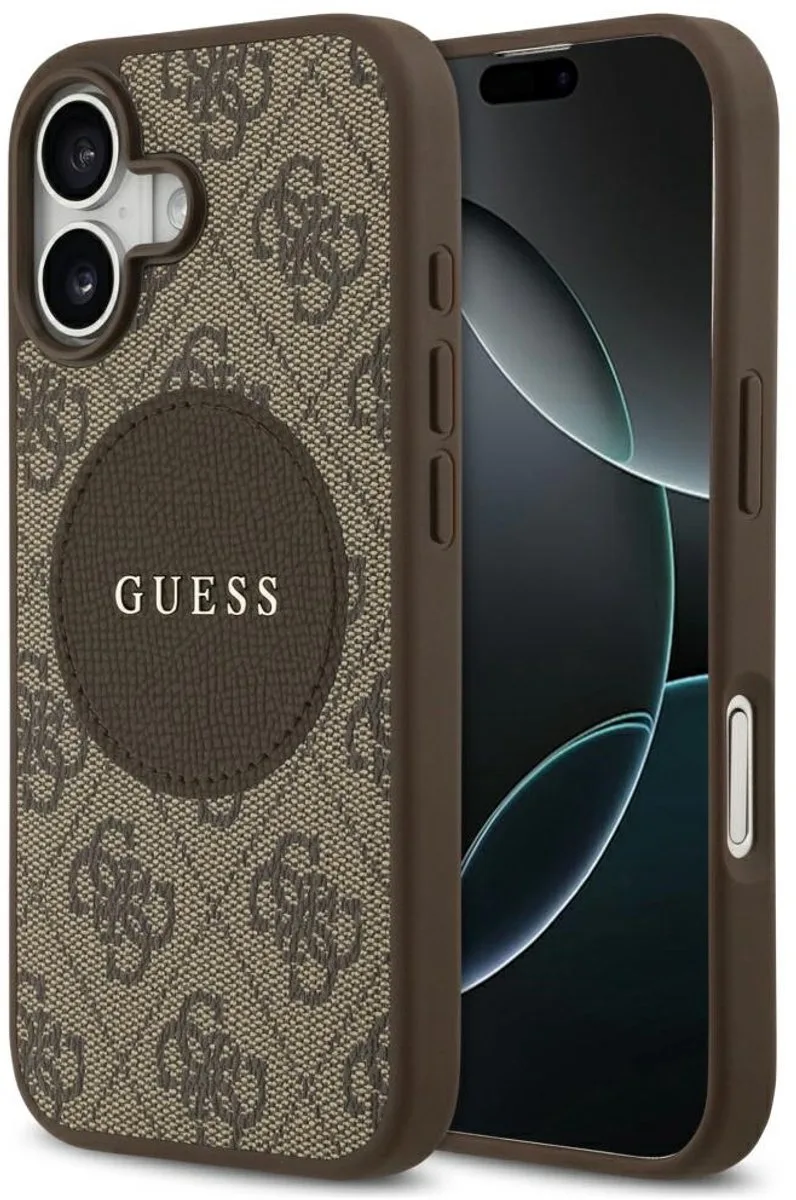Case 4G Circle Classic Logo Voor Iphone 17 Magsafe Case Met Logo van Guess in Zwart – productfoto